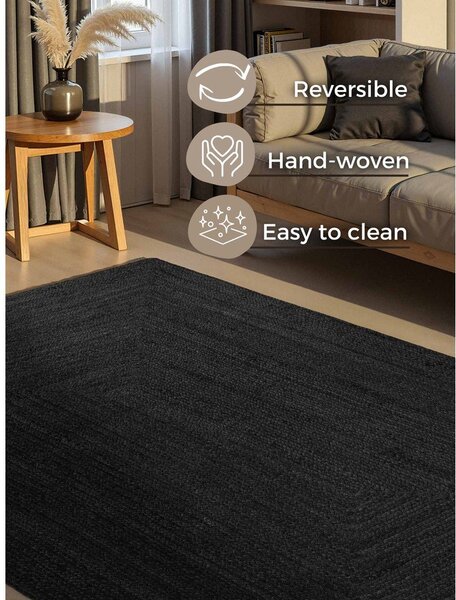 Crni obostrani/ručno rađen juten tepih 80x150 cm Juno – Hanse Home