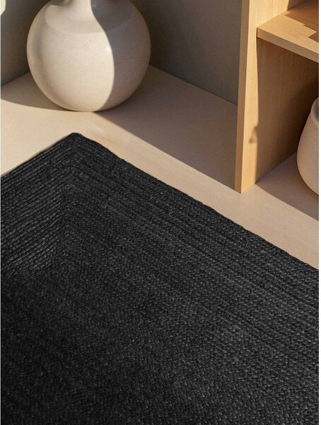 Crni obostrani/ručno rađen juten tepih 80x150 cm Juno – Hanse Home
