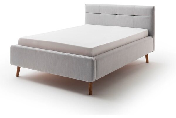 Svijetlo sivi tapecirani bračni krevet s prostorom za odlaganje s podnicom 140x200 cm Lotte - Meise Möbel