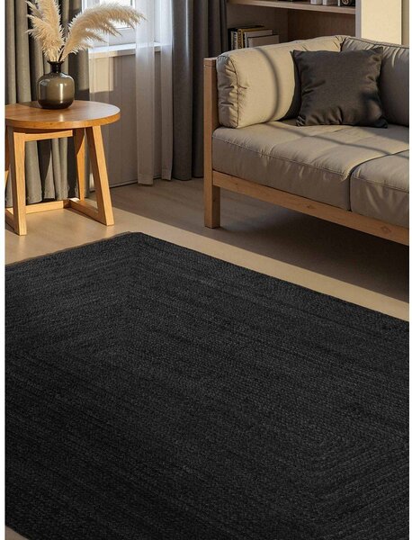Crni obostrani/ručno rađen juten tepih 80x150 cm Juno – Hanse Home