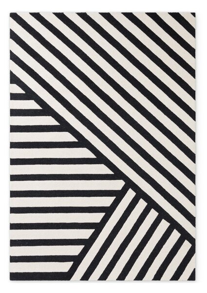 Crno-bijeli ručno rađen vunen tepih 120x180 cm Stryve Noir – Elle Decoration