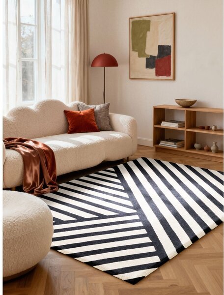 Crno-bijeli ručno rađen vunen tepih 120x180 cm Stryve Noir – Elle Decoration