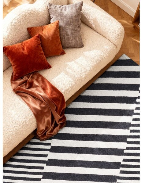 Crno-bijeli ručno rađen vunen tepih 120x180 cm Stryve Flux – Elle Decoration