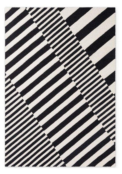 Crno-bijeli ručno rađen vunen tepih 120x180 cm Stryve Flux – Elle Decoration