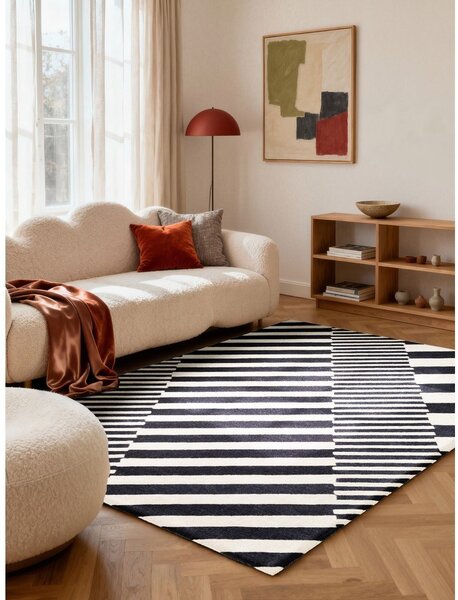 Crno-bijeli ručno rađen vunen tepih 120x180 cm Stryve Flux – Elle Decoration