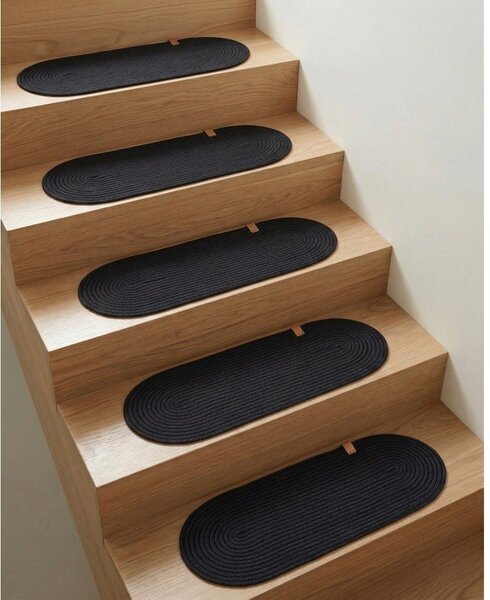 Crni set tepiha za stepenice 16 kom 25x65 cm Milo – Vitaus