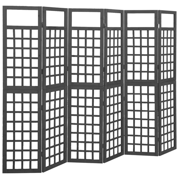 VidaXL Sobna pregrada / rešetka sa 6 panela jelovina 242,5x180 cm crna