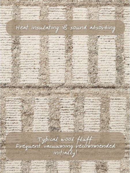 Krem ručno rađen vunen tepih 80x150 cm Boho 1.0 Linara – Vikosa