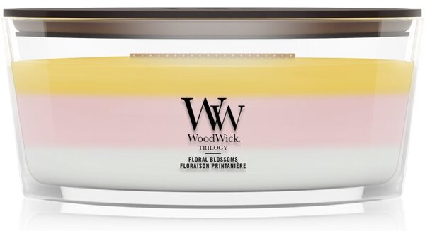 Woodwick Trilogy Floral Blossoms mirisna svijeća s drvenim fitiljem 453.6 g