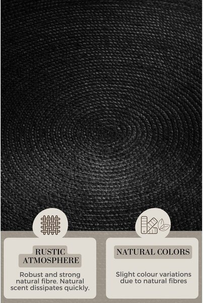 Crni obostrani/ručno rađen juten okrugao tepih ø 200 cm Braided – Hanse Home