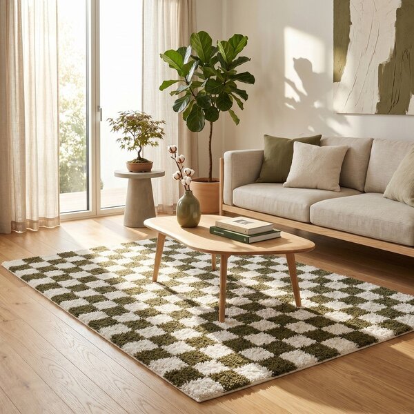 Tamno zeleni/krem tepih 120x170 cm Grida – ESTE