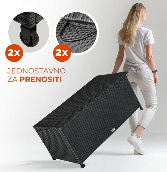 Kutija za odlaganje od poliratana RICCO, 117 x 53 x 60cm, crna Casaria