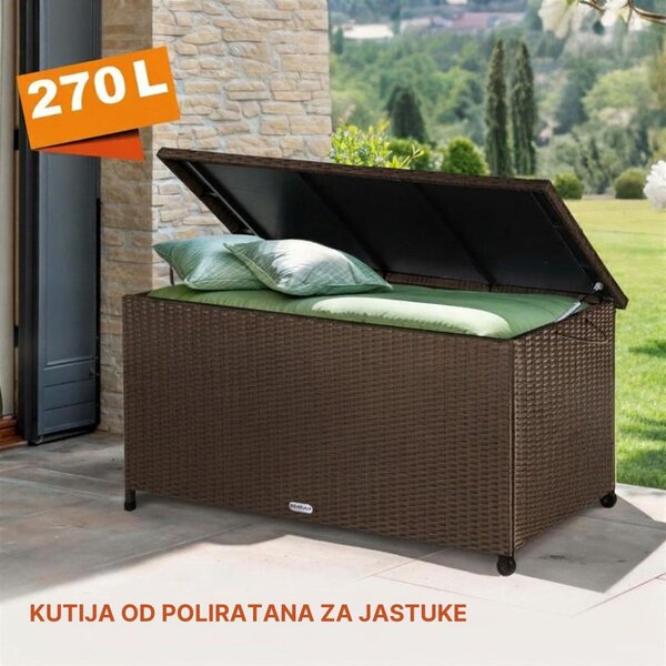 Kutija za odlaganje od poliratana RICCO, 117 x 53 x 60 cm, tamno smeđa Casaria
