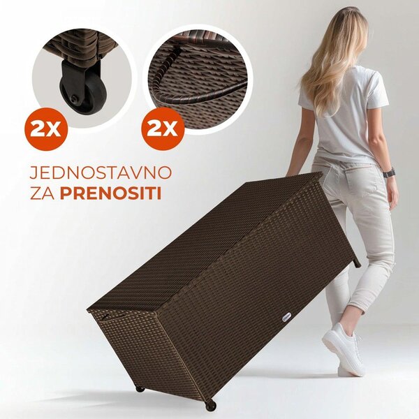 Kutija za odlaganje od poliratana RICCO, 117 x 53 x 60 cm, tamno smeđa Casaria