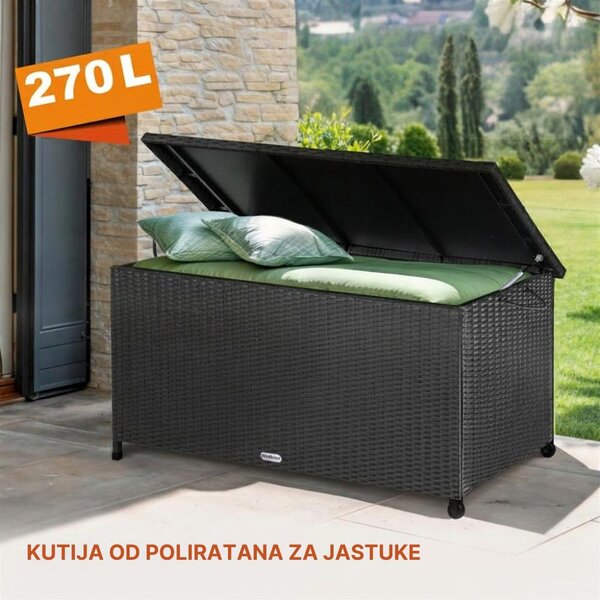 Kutija za odlaganje od poliratana RICCO, 117 x 53 x 60cm, crna Casaria