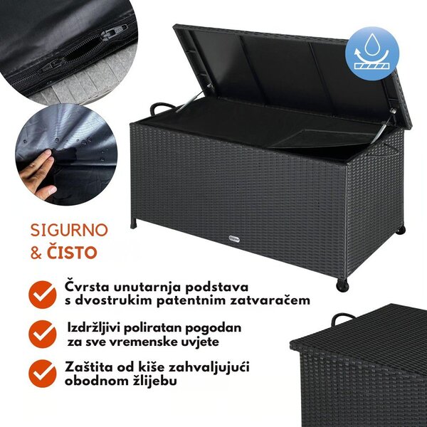 Kutija za odlaganje od poliratana RICCO, 117 x 53 x 60cm, crna Casaria