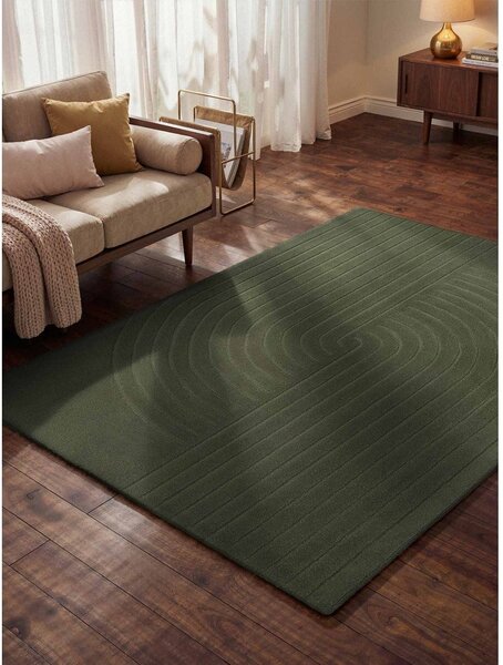 Tamno zeleni ručno rađen vunen tepih 160x230 cm Arcura – Vikosa