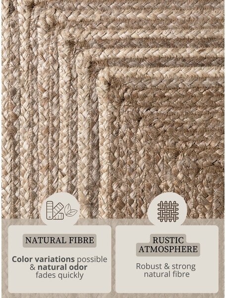 Obostrana/ručno rađena jutena staza u svijetloj prirodnoj boji/u tamnoj prirodnoj boji 80x200 cm Juno – Hanse Home