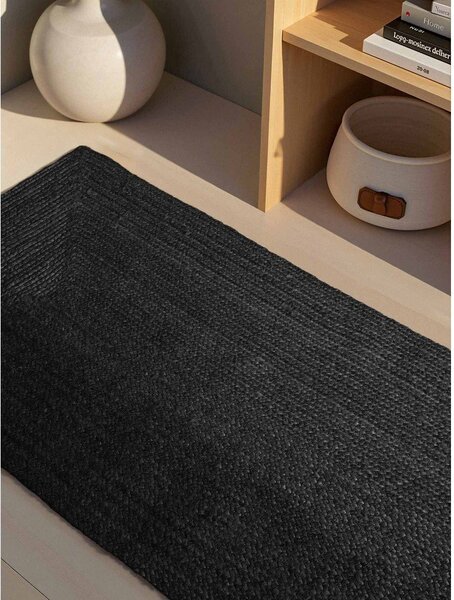 Crna obostrana/ručno rađena jutena staza 80x200 cm Juno – Hanse Home