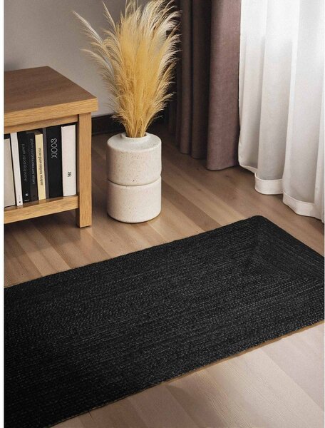 Crna obostrana/ručno rađena jutena staza 80x200 cm Juno – Hanse Home