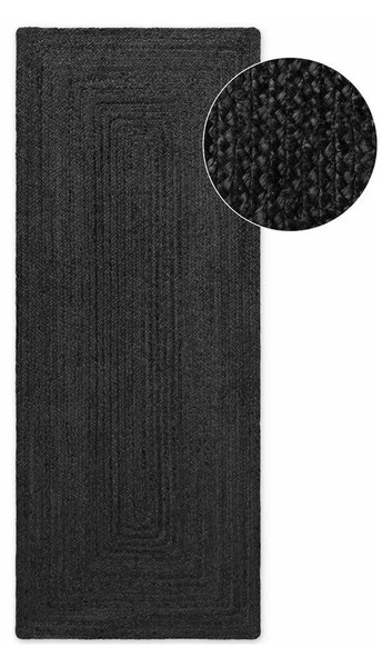 Crna obostrana/ručno rađena jutena staza 80x200 cm Juno – Hanse Home