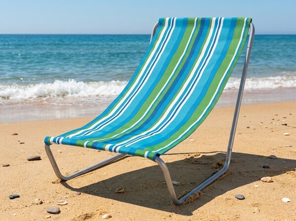 Sklopiva ležaljka za plažu SAND, plavo-bijela