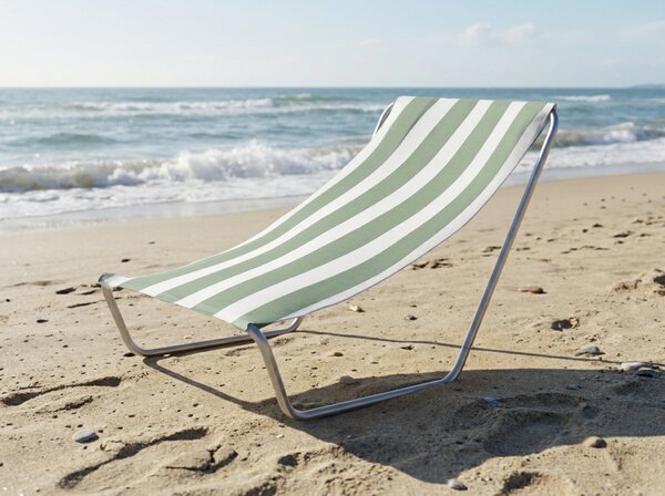 Sklopiva ležaljka za plažu SAND, svijetlozelene pruge