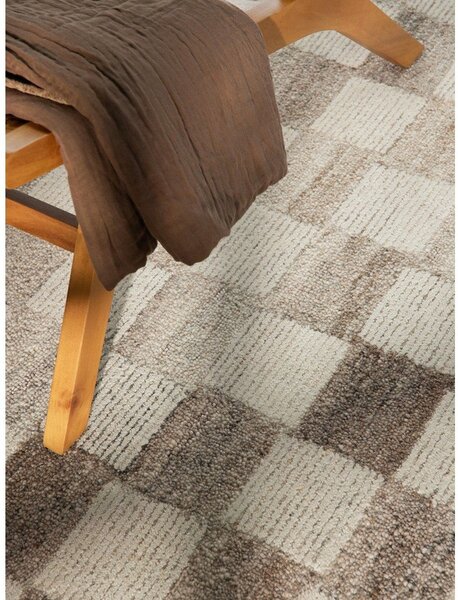 Krem ručno rađen vunen tepih 80x150 cm Boho 1.0 Quadra – Vikosa