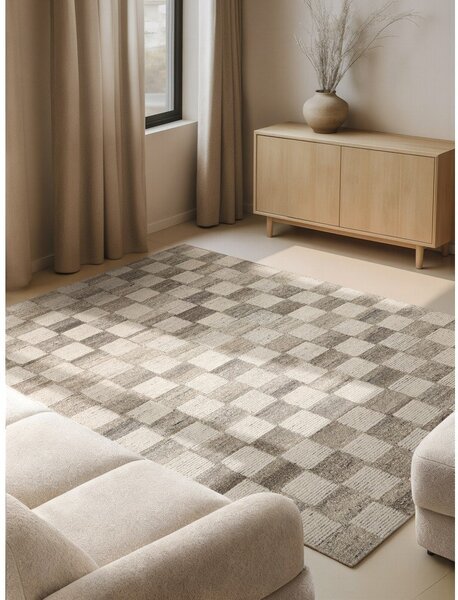 Krem ručno rađen vunen tepih 80x150 cm Boho 1.0 Quadra – Vikosa