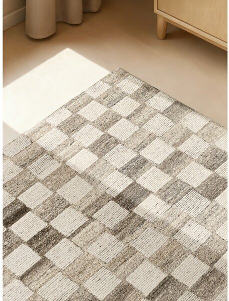 Krem ručno rađen vunen tepih 80x150 cm Boho 1.0 Quadra – Vikosa