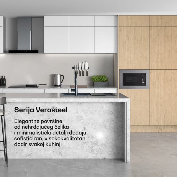 Klarstein Ugradbena mikrovalna pećnica Verosteel s roštiljem | Roštilj 800 W | Mikrovalna pećnica 700 W | 60 cm