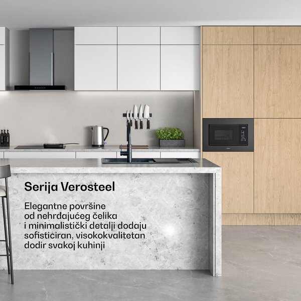 Klarstein Ugradbena mikrovalna pećnica Verosteel s roštiljem | Roštilj 800 W | Mikrovalna pećnica 700 W | 60 cm