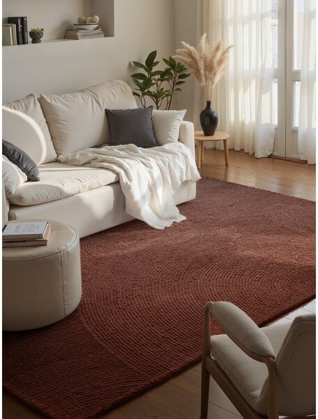 Ciglasti ručno rađen vunen tepih 80x150 cm Calmio – Hanse Home