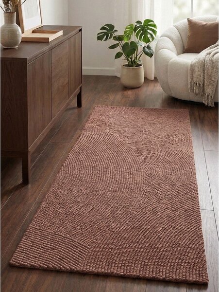 Ručno rađena vunena staza boja terakote 80x200 cm Calmio – Hanse Home