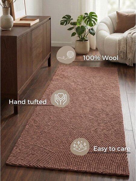 Ručno rađena vunena staza boja terakote 80x200 cm Calmio – Hanse Home