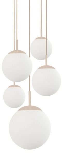 Steinhauer Bollique viseća lampa, krem/opalsto bijela, staklo, 5 svjetiljki, prigušiva, Bež, Dnevni boravak/blagovaonica, Staklo
