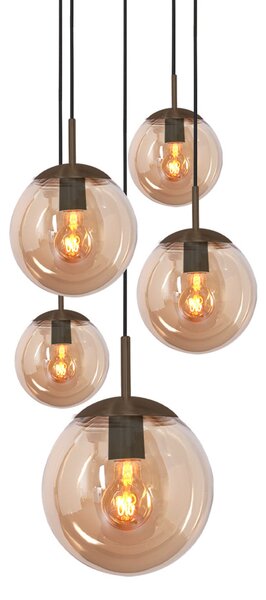 Steinhauer Bollique viseća lampa, smeđa/jantar, staklo, s pet svjetiljki, prigušiva, Smeđa / hrđa, Dnevni boravak/blagovaonica, Staklo