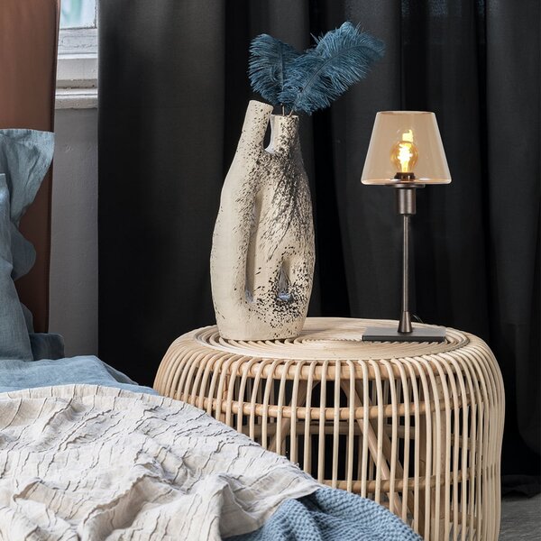 Steinhauer Ancilla stolna lampa, smeđa/jantar, 33 cm, metal, staklo, E14, Smeđa / hrđa, Dnevni boravak/blagovaonica, Staklo
