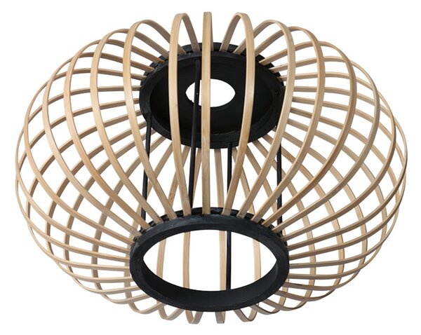 Anne Light Bloeba stropna svjetiljka, crna, bambusove letvice, Ø 31 cm, prigušiva, Crno, Dnevni boravak/blagovaonica, Metal