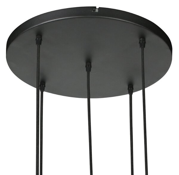 Anne Light Ropex 4526 viseća svjetiljka, za 5 sijalica, okrugla, crni i smeđi kabel, prigušiva, Smeđa / hrđa, Dnevni boravak/blagovaonica, Metal