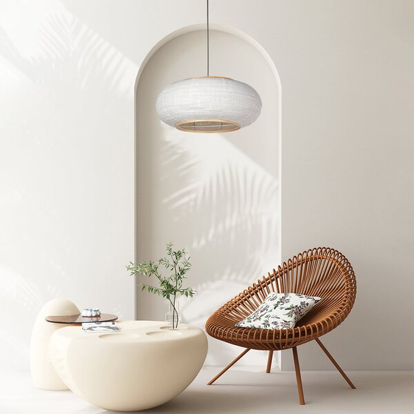Steinhauer Sparkled Light viseća svjetiljka, crna/siva lanena tkanina, Ø 60 cm, Crno, Dnevni boravak/blagovaonica, Tkanina / tekstil