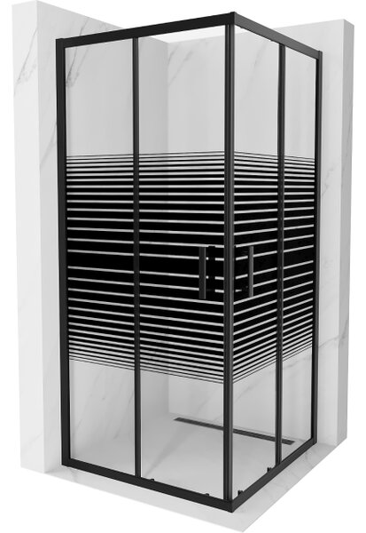 Mexen Rio kvadratna tuš kabina 90 x 90 cm, crne pruge, crna - 860-090-090-70-20