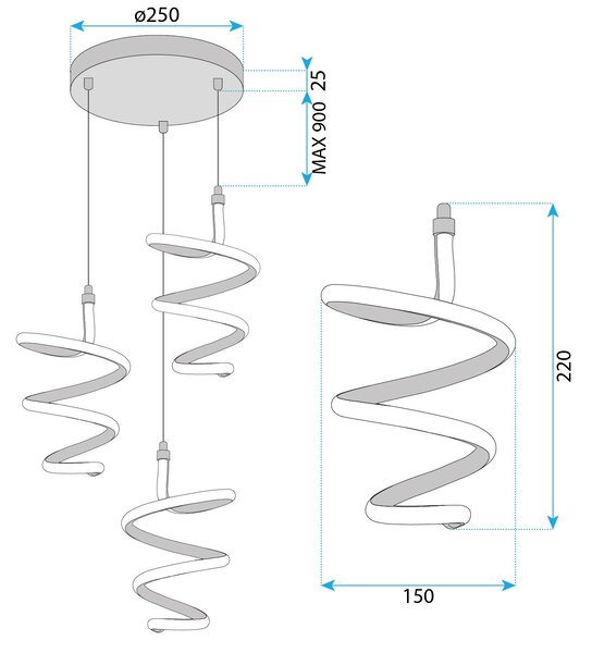 Viseća LED lampa G075-3CPR Gold