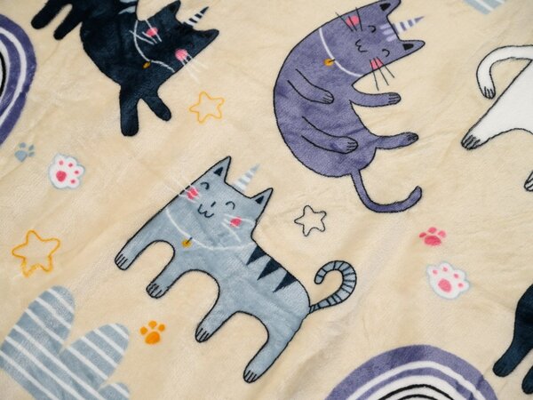 Sada posteljine mikropliš PURRSLEEP bež + plahta od mikroplyša SOFT 180x200 cm bijela, za bračni krevet