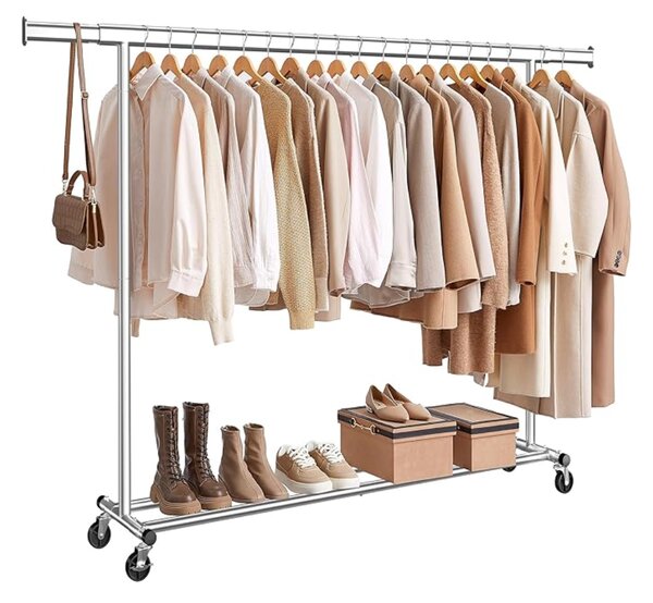 Stalak za odjeću DOLLY na kotačima, max. 150 kg, 45x160-200x161,5cm, srebrna SongmicsHome