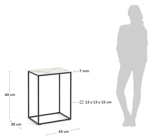 Pomoćni stol s keramičkom daskom 30x45 cm Rewena – Kave Home