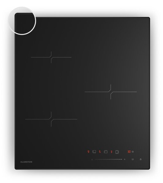 Klarstein Velaire indukcijska ploča za kuhanje, elegantna, minimalistička, kompaktna, 3 zone za kuhanje, 5500 W, 45 cm