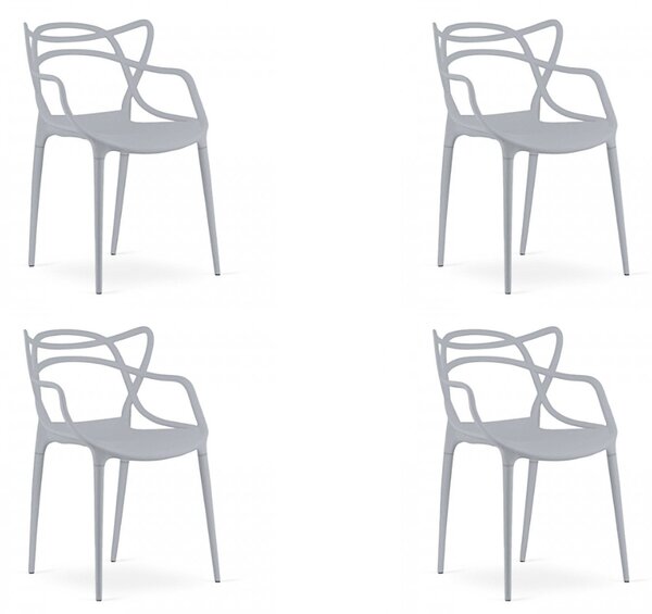 Set 4 kom plastičnih stolica KATO, svijetlo siva