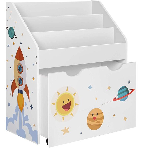 Organizator dječjih knjiga s kutijom za odlaganje igračaka, 62,5 x 70 x 29,5 cm