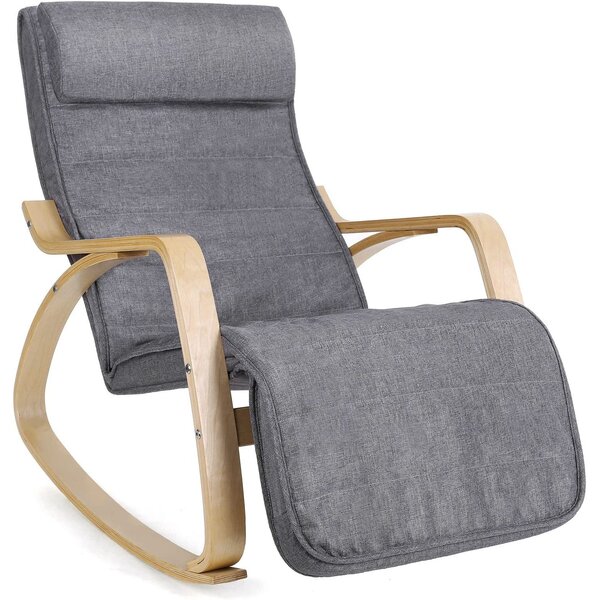 Stolica za ljuljanje, stolica za opuštanje, od pune breze, sive boje | SONGMICS